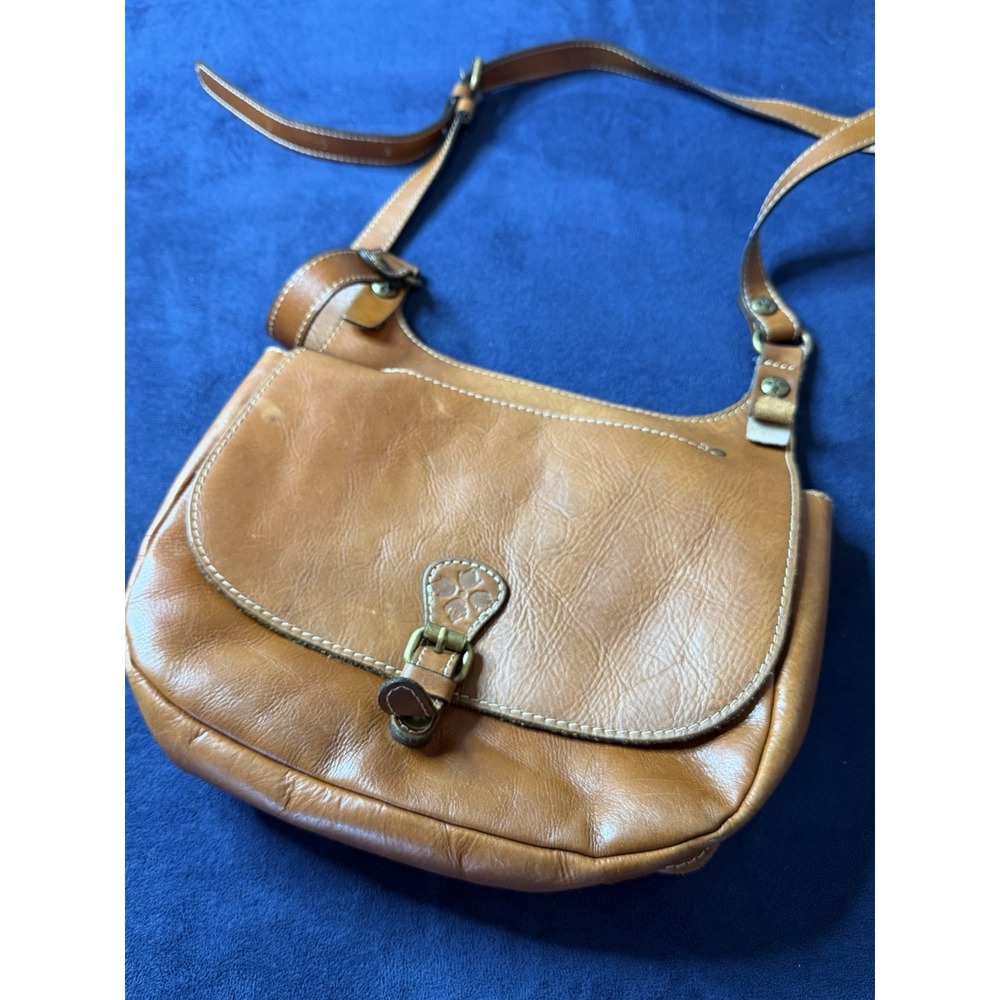 Patricia Nash London Tan Leather Heritage Vintage Saddle Crossbody Bag Medium